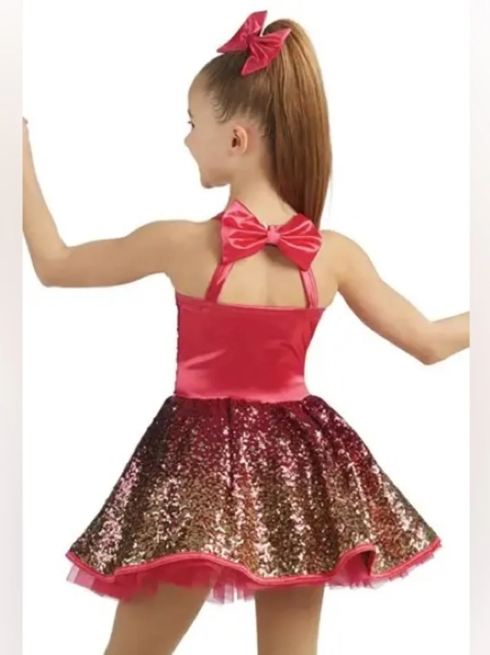 Girls Pink Sequin Dance Costume Dress